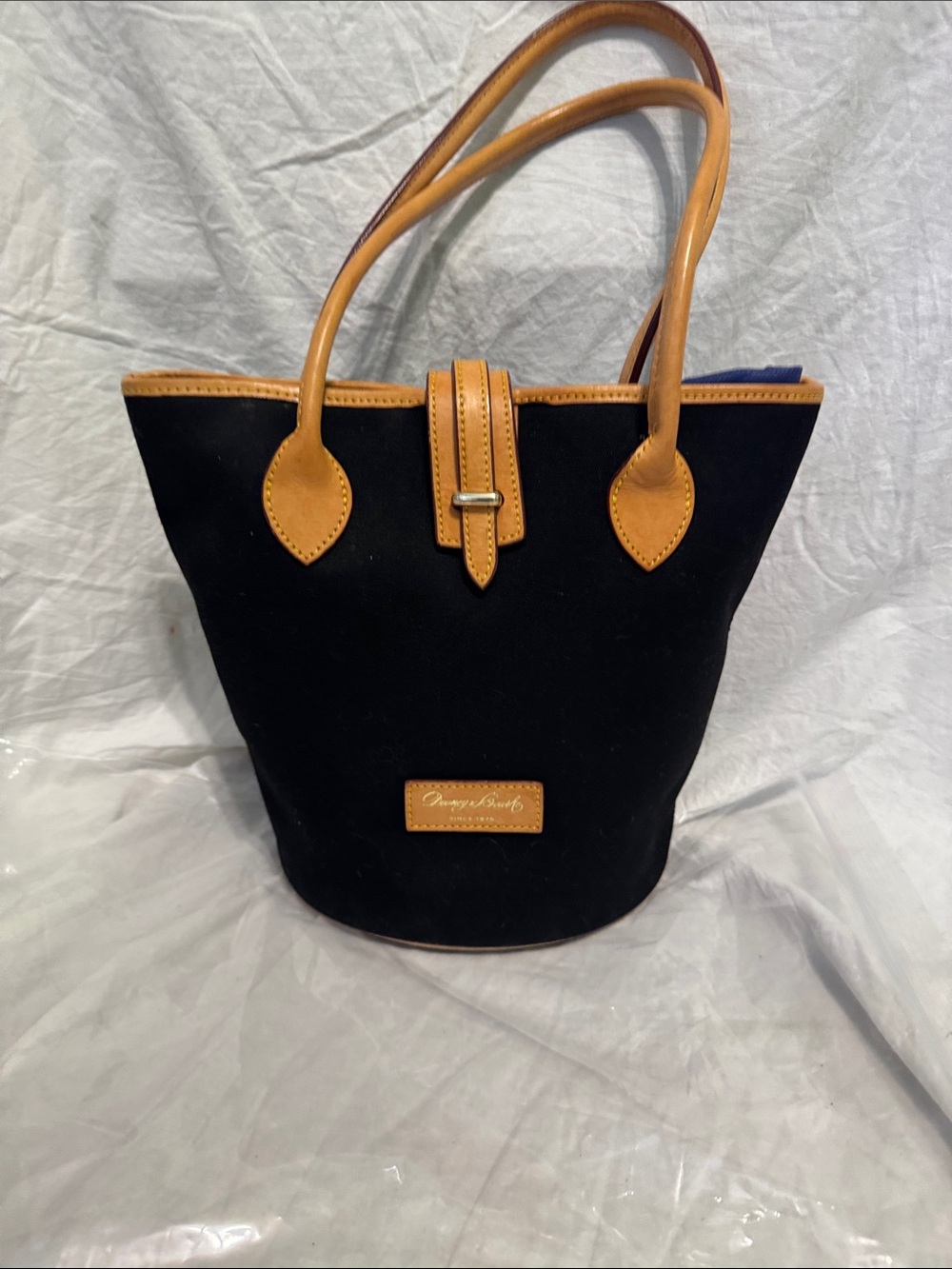 Dooney & Bourke Black Tote with Tan Leather Trim